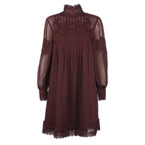 Anneah High Neck Lace-Inset Tunic Dress